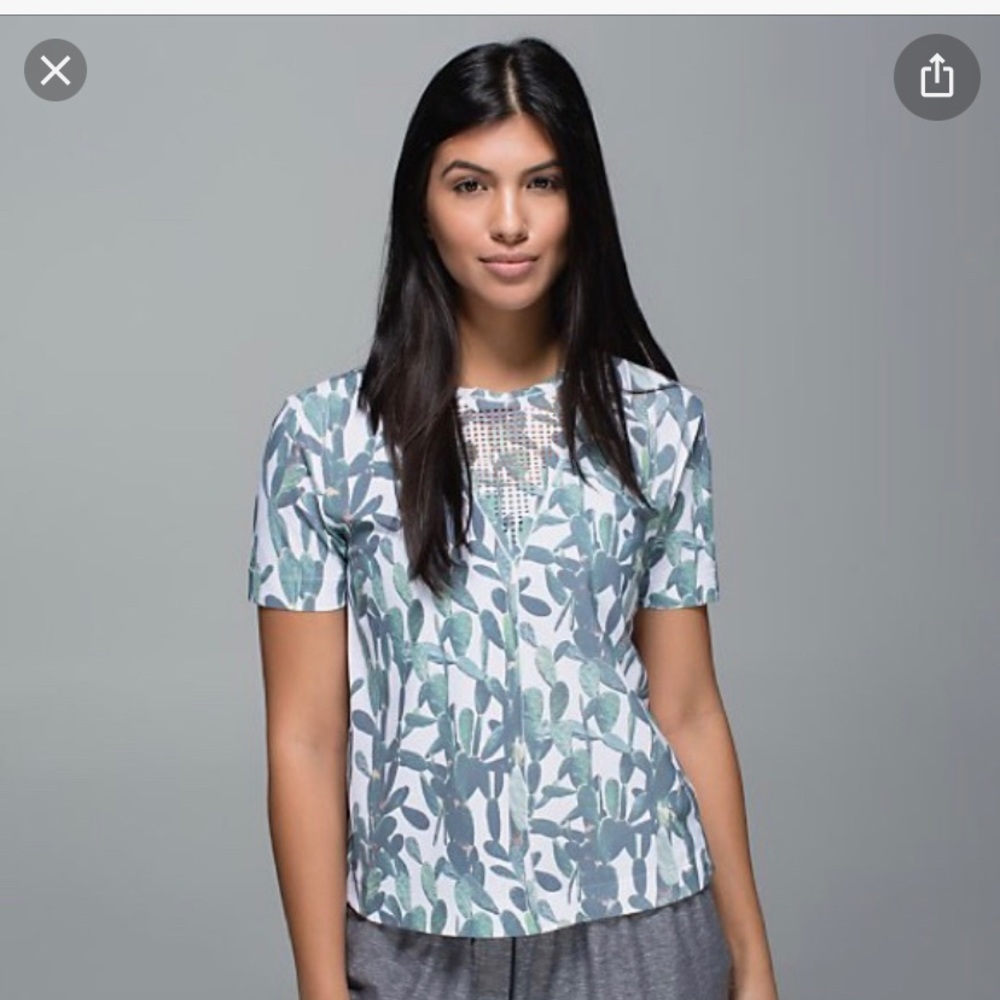 Lululemon Perfected Perfed Tee Cactus Pattern